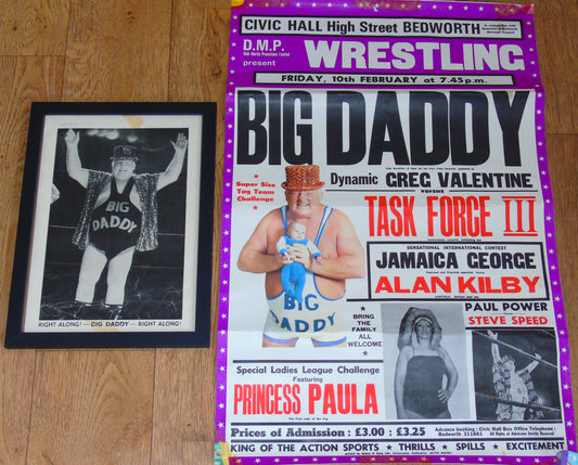 British UK Wrestling Big Daddy Signed Photo & Poster Set