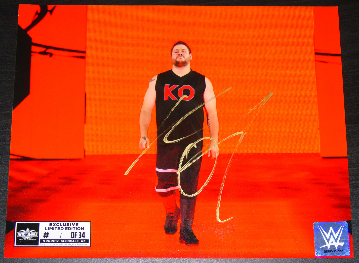 KEVIN OWENS SIGNED WWE WRESTLEMANIA #1 OF 34 PROMO PHOTO