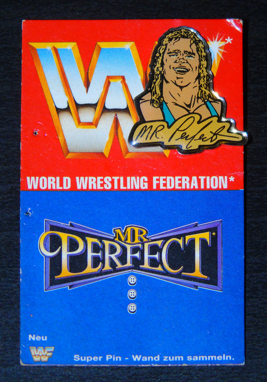 WWF Wrestling Mr. Perfect Official Super Pin Badge Brooch Set