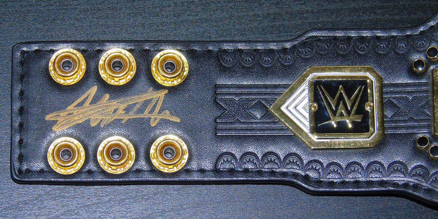 WWE NXT REPLICA MINI TITLE BELT SIGNED BY DREW McINTYRE & ADAM COLE