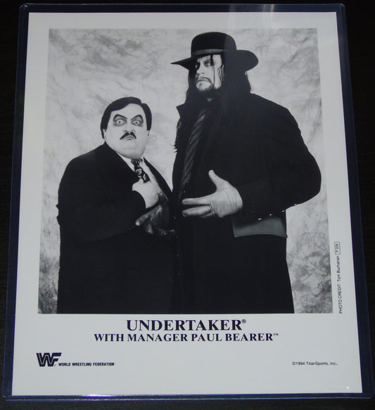 THE UNDERTAKER WITH MANAGER PAUL BEARER WWF WRESTLING PROMO PHOTO P-229
