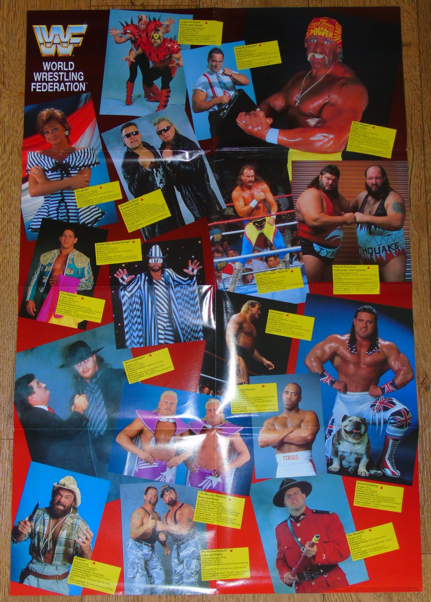 WWF Wrestling 1991 UK Sporting Superstars Publication with Double Poster Special