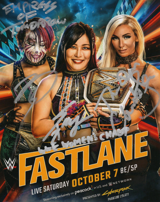 Asuka, Iyo Sky & Charlotte Signed WWE Wrestling Fastlane Photo