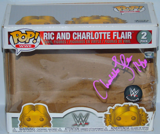 Charlotte Flair Signed WWE Funko Pop! Vinyl Figure Set
