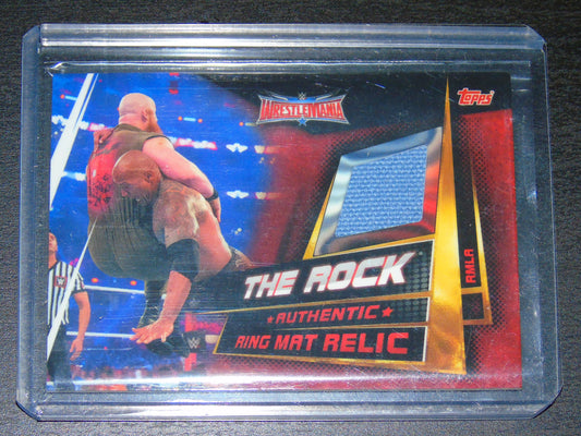 THE ROCK WWE WRESTLING TOPPS AUTHENTIC WRESTLEMANIA 32 RING MAT RELIC TRADING CARD