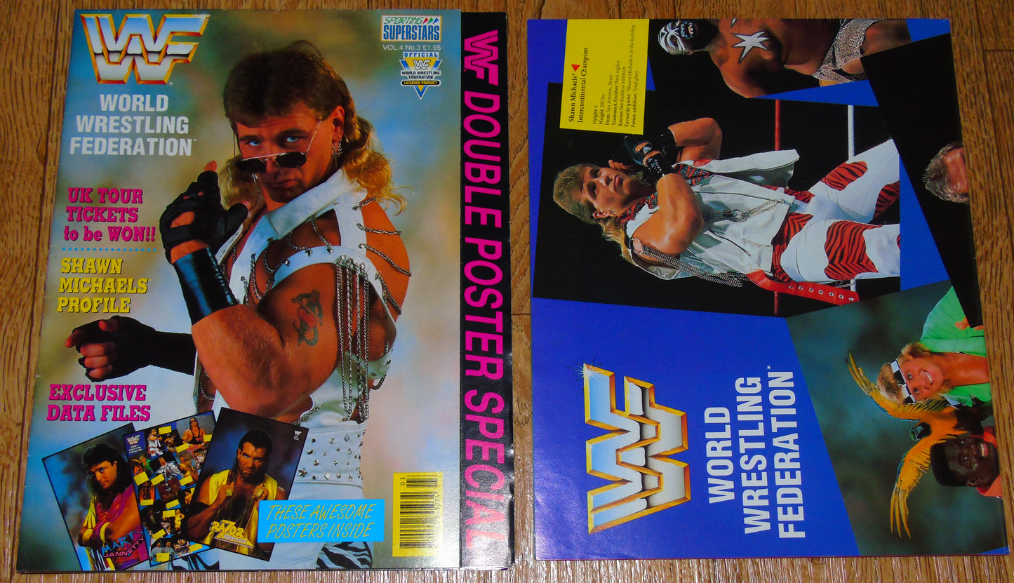 WWF WRESTLING 1993 UK SPORTING SUPERSTARS PUBLICATION WITH DOUBLE POSTER SPECIAL
