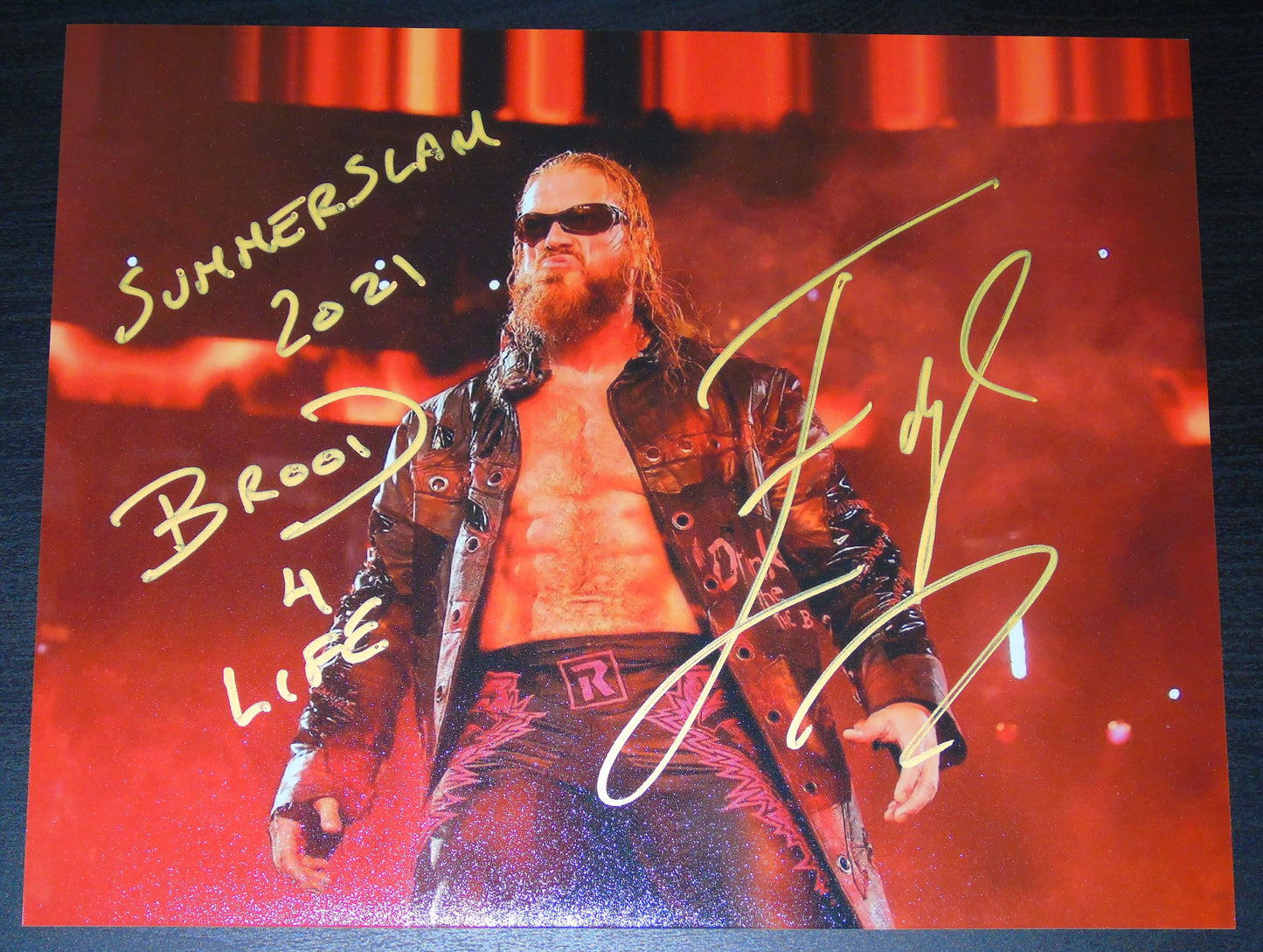 EDGE SIGNED WWE WRESTLING SUMMERSLAM PHOTO WITH SPECIAL INSCRIPTION