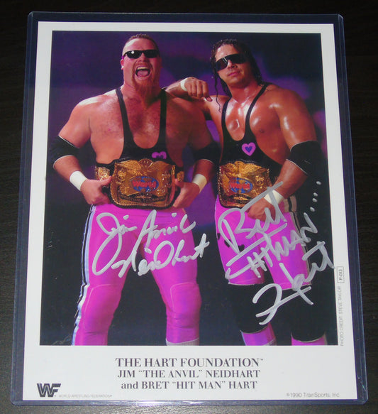 Hart Foundation Signed WWF Wrestling Photo