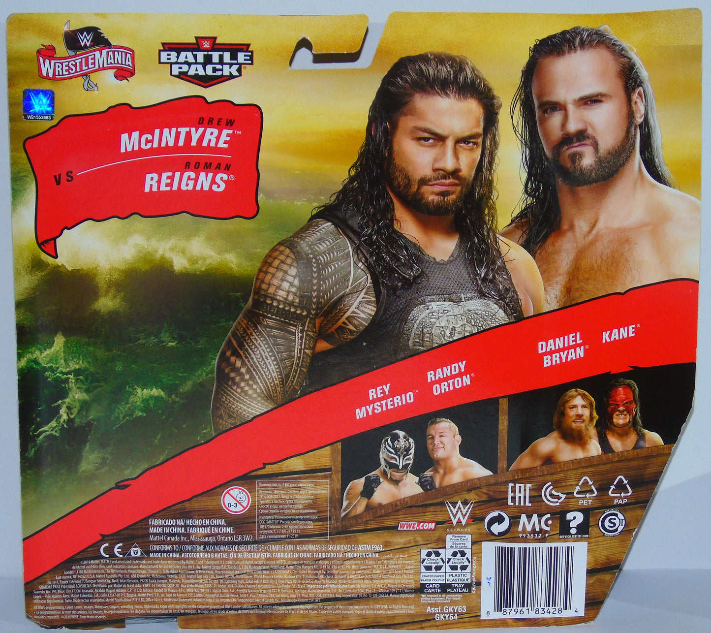 Drew McIntyre WWE Mattel Wrestlemania 36 Signed Figure Set with Roman Reigns