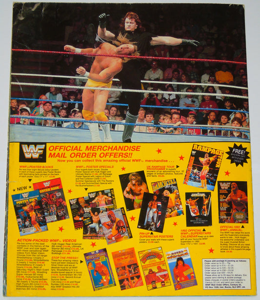 WWF Wrestling 1991 UK Sporting Superstars Publication with Double Poster Special