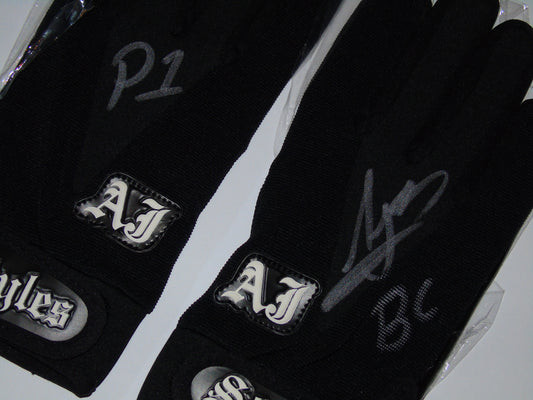 AJ STYLES PERSONALLY OWNED LIMITED EDITION SIGNED NJPW BULLET CLUB GLOVES