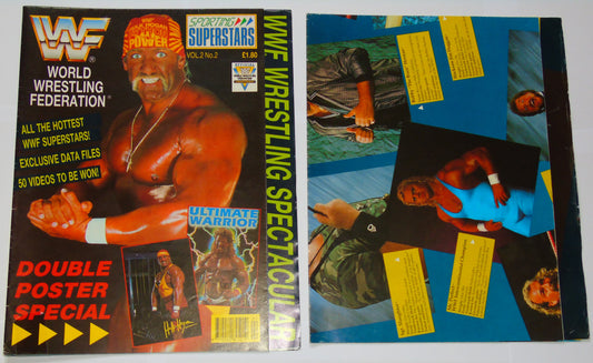 WWF Wrestling 1991 UK Sporting Superstars Publication with Double Poster Special