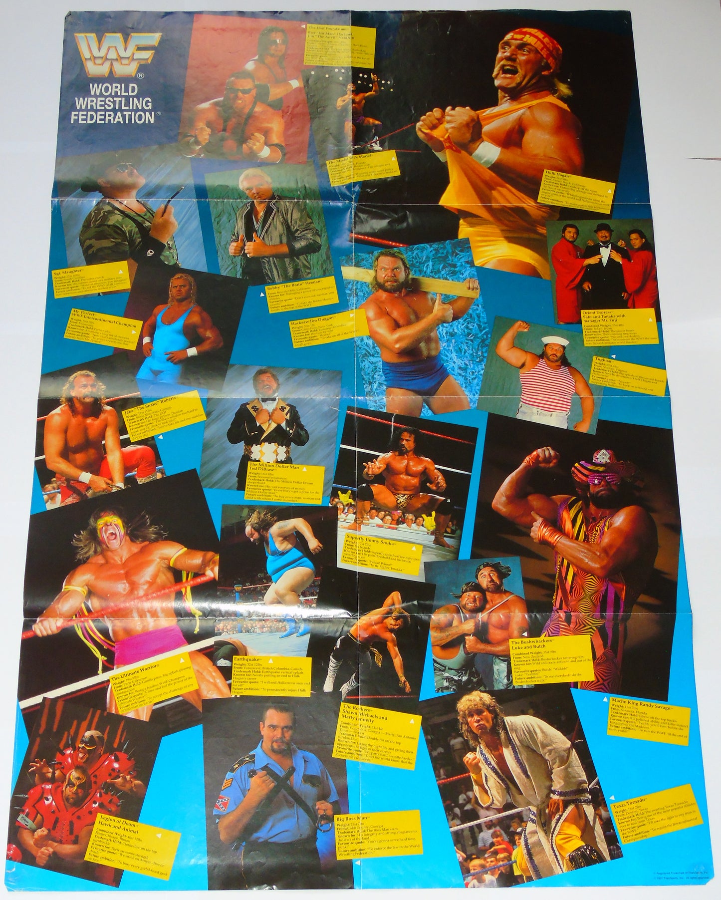 WWF Wrestling 1991 UK Sporting Superstars Publication with Double Poster Special