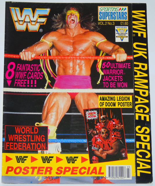 WWF Wrestling 1991 UK Sporting Superstars Publication with Double Poster Special