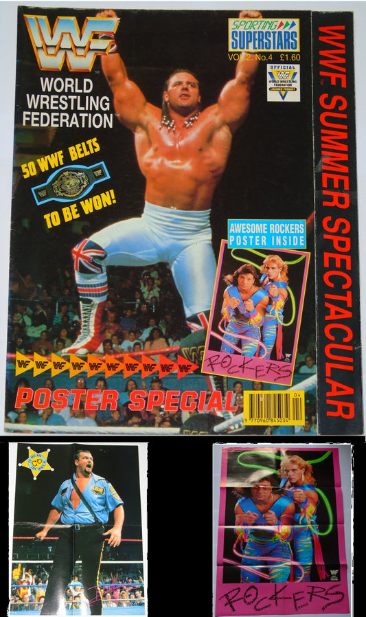 WWF Wrestling 1991 UK Sporting Superstars Publication with Double Poster Special