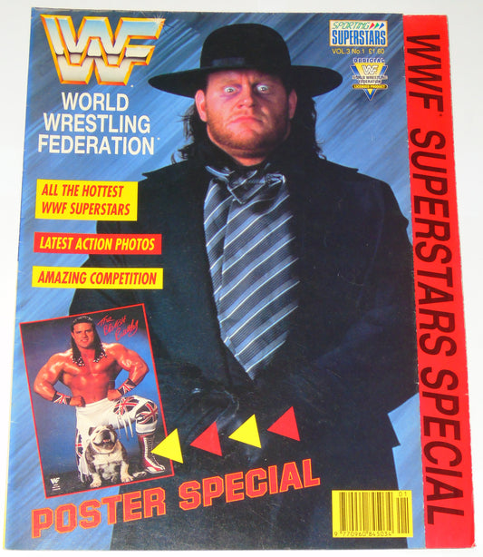 WWF Wrestling 1991 UK Sporting Superstars Publication with Double Poster Special