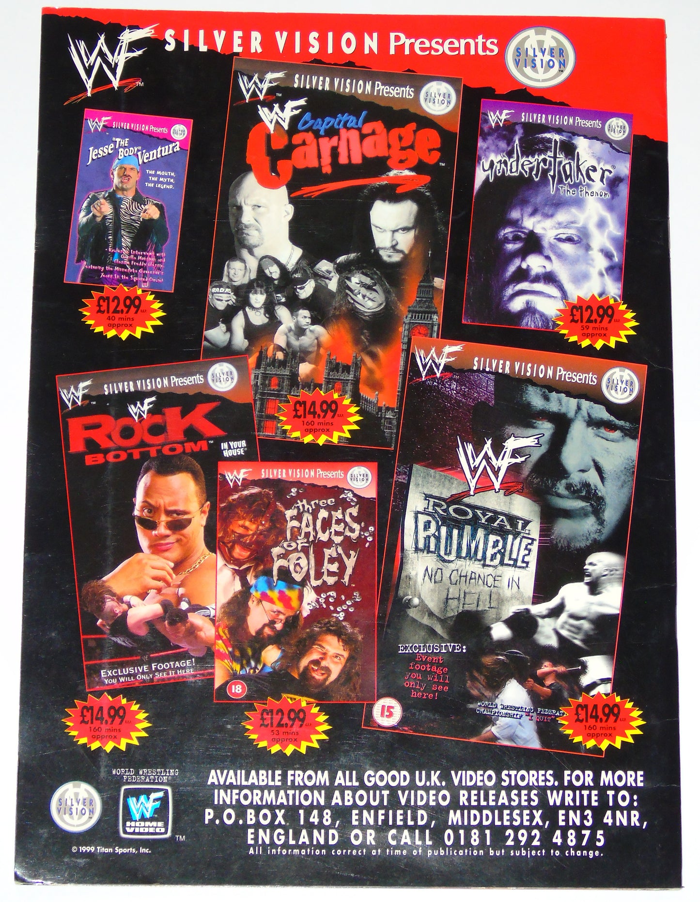 WWF Wrestling Attitude Adjustment Tour 1999 Official Event Program