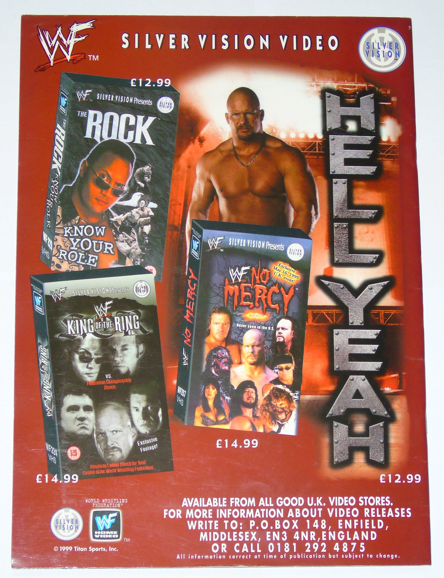 WWF Wrestling Rebellion Tour 1999 Official Event Program