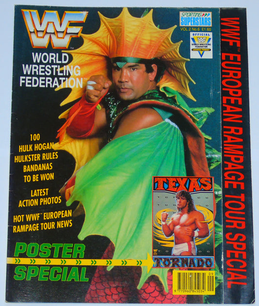 WWF Wrestling 1991 UK Sporting Superstars Publication with Double Poster Special