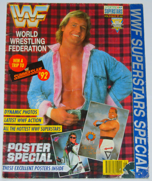 WWF Wrestling 1992 UK Sporting Superstars Publication with Double Poster Special
