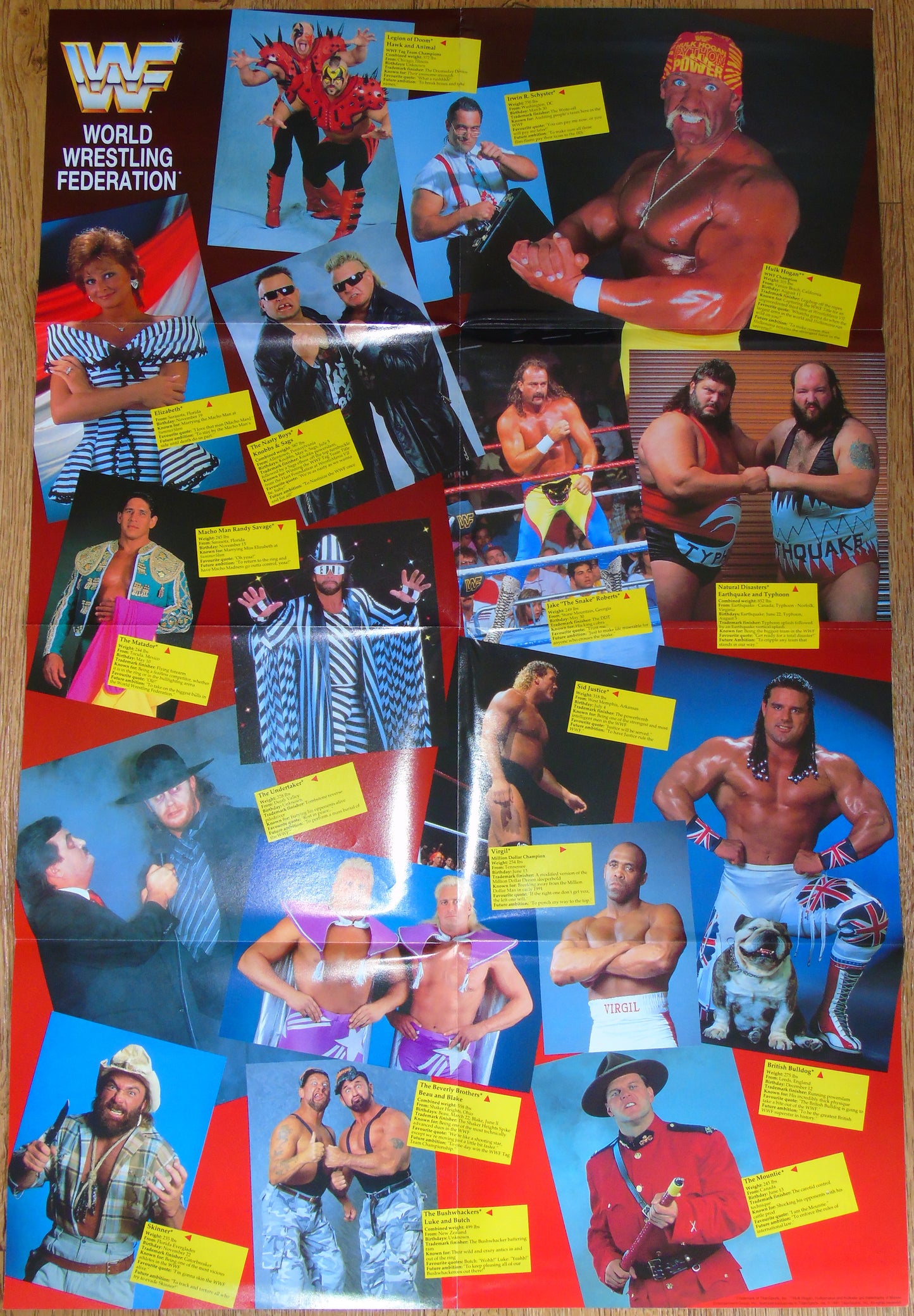 WWF Wrestling 1991 UK Sporting Superstars Publication with Double Poster Special