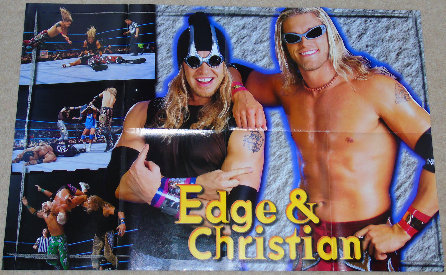 Edge & Christian and Terri Runnels Official WWF WWE Raw Wrestling Magazine Poster