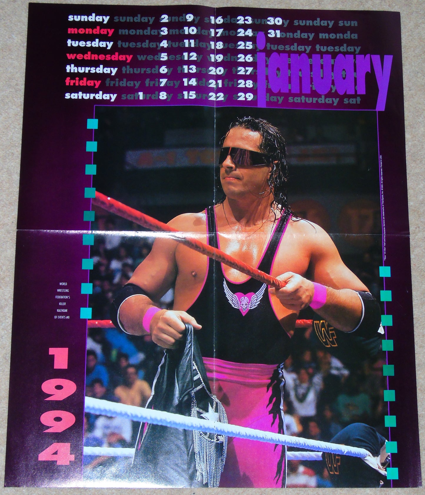 Bret Hitman Hart Official WWF Killer Kalendar Magazine Poster