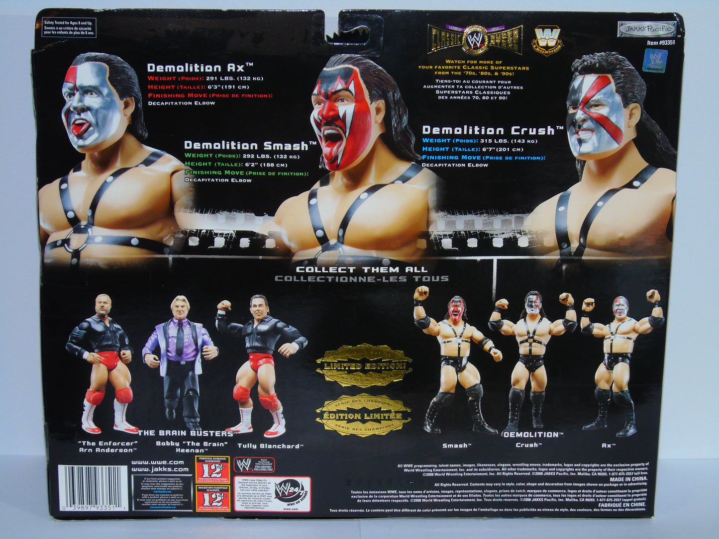 Demolition Ax & Smash WWE/WWF Jakks Classic Signed Triple Figure Set (with Crush)