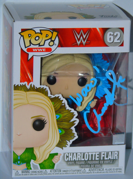 Charlotte Flair WWE Funko Pop! Vinyl Signed Figure Blue Outfit Version