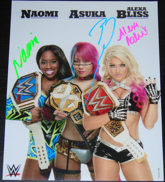 Naomi Asuka & Alexa Bliss Triple Signed WWE Promo Photo