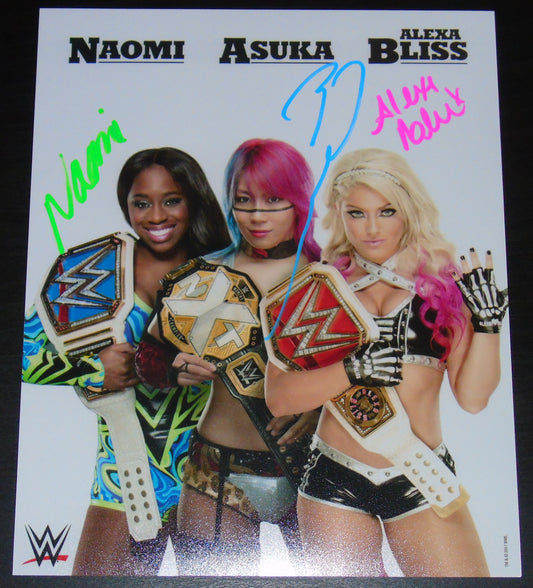 Naomi Asuka & Alexa Bliss Triple Signed WWE Promo Photo