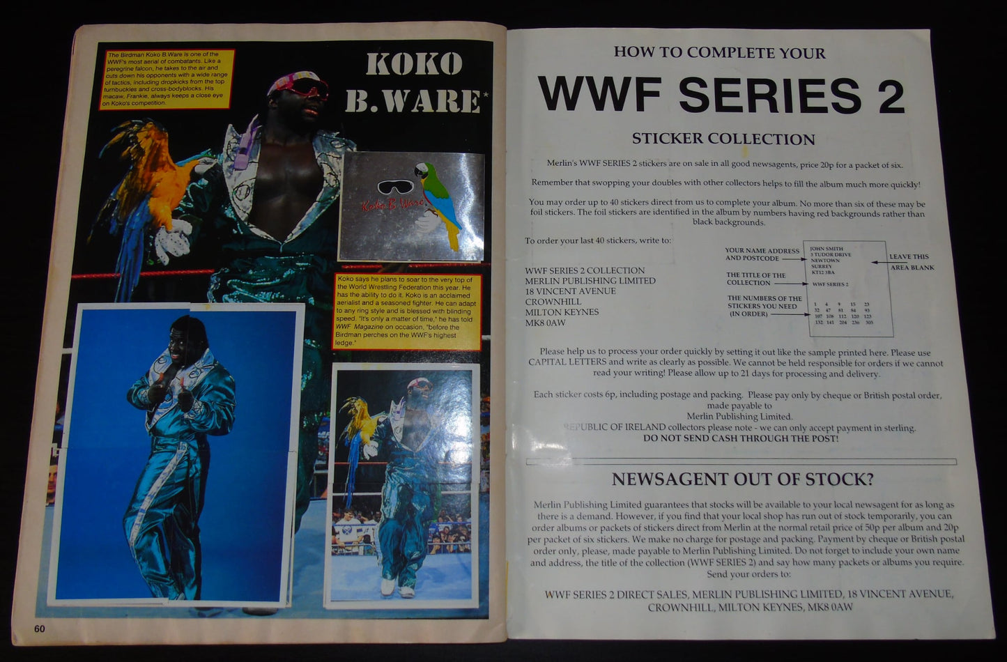 WWF Merlin Sticker Album 1991 Ccomplete