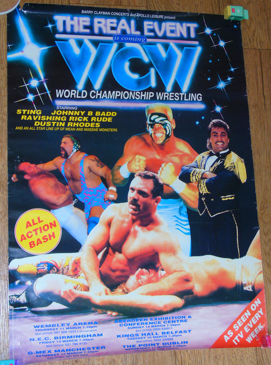 WCW Wrestling Original UK & Ireland Tour 1993 Poster