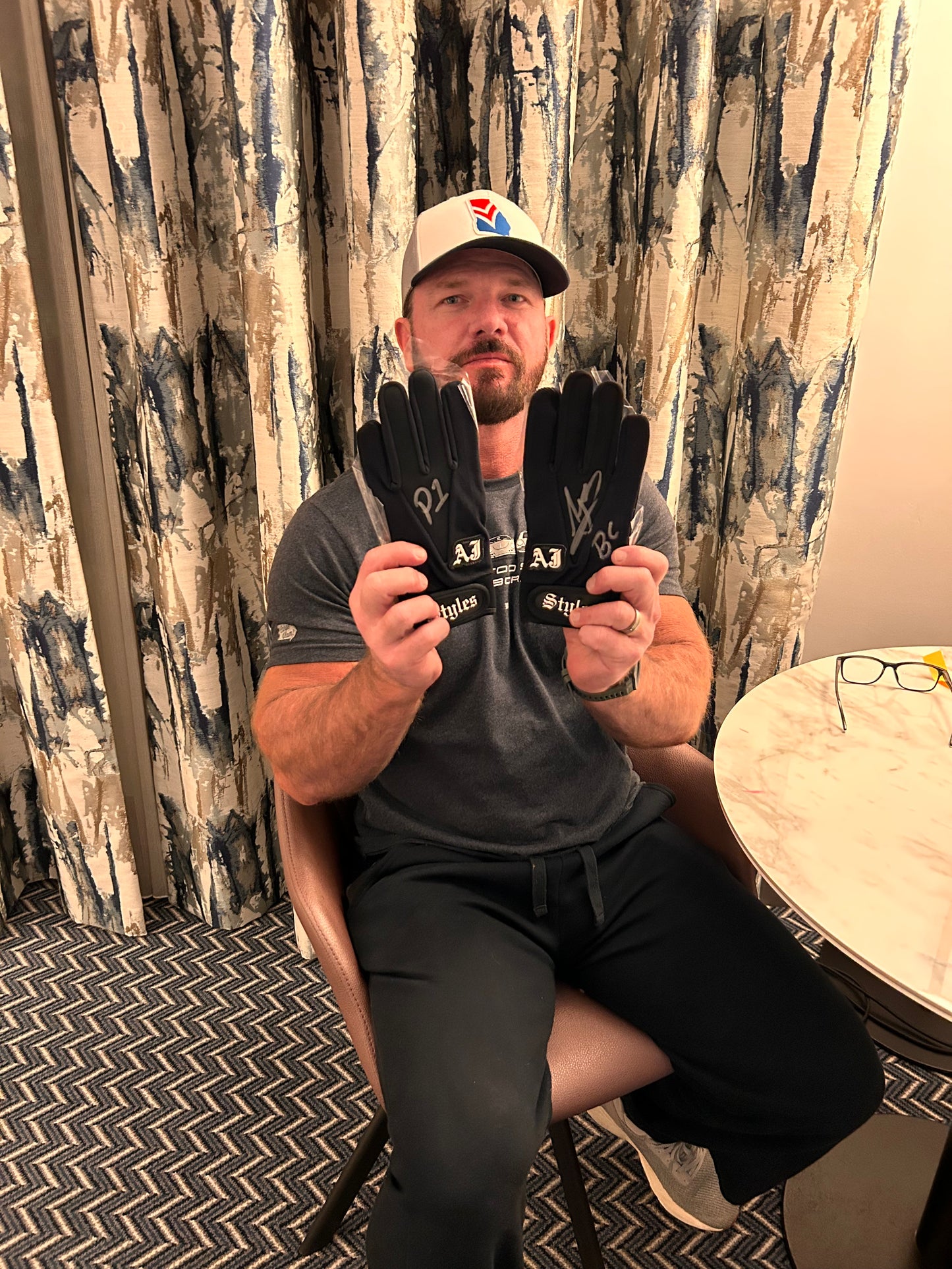 AJ STYLES PERSONALLY OWNED LIMITED EDITION SIGNED NJPW BULLET CLUB GLOVES