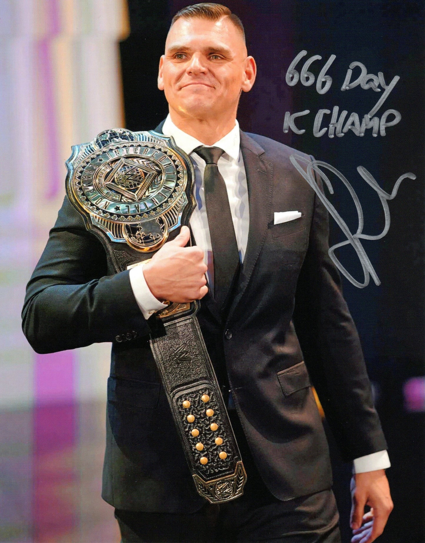 Gunther WWE Signed Intercontinental Champion Photo