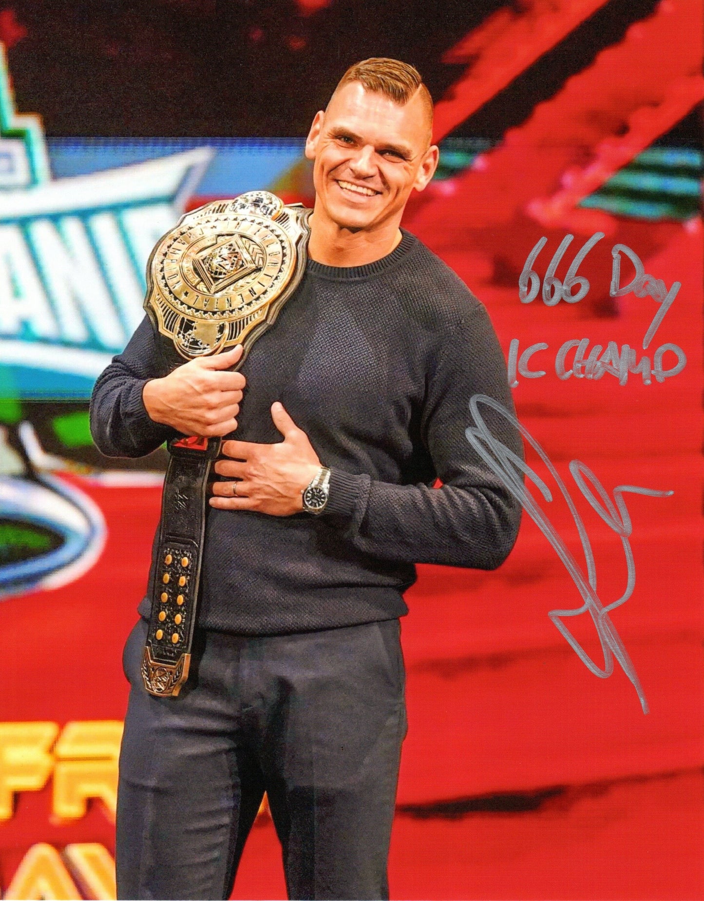 Gunther WWE Signed Intercontinental Champion Photo