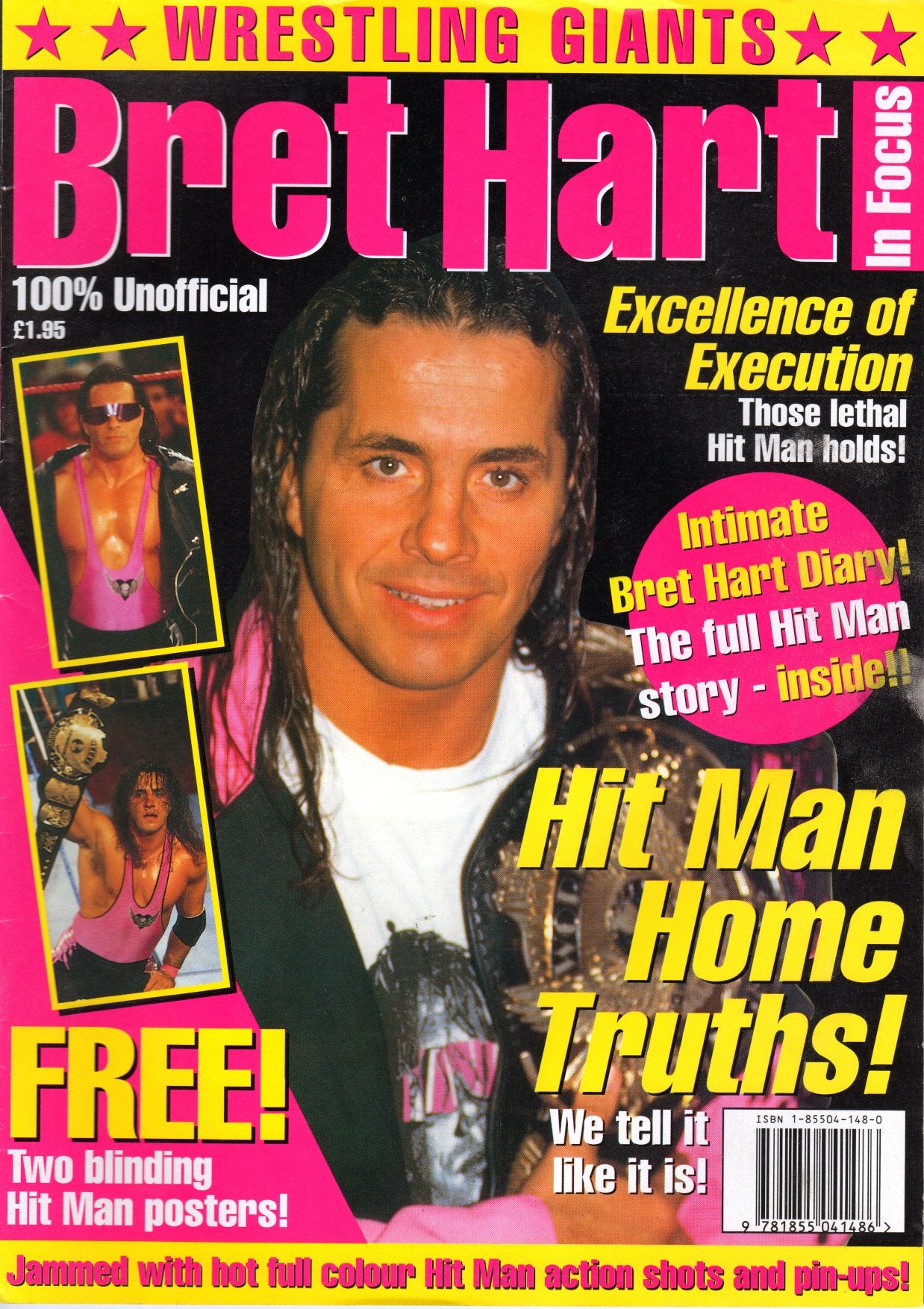 Wrestling Giants Bret Hart In-Focus Magazine 1993 with 2 Posters