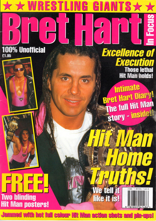 Wrestling Giants Bret Hart In-Focus Magazine 1993 with 2 Posters