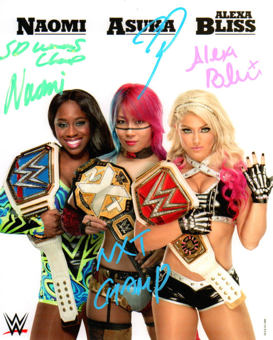 Naomi Asuka & Alexa Bliss Triple Signed WWE Promo Photo
