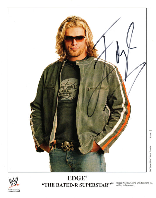 Edge WWE Wrestling Signed Promo Photo P-1141 Rare Rated R Superstar Variant
