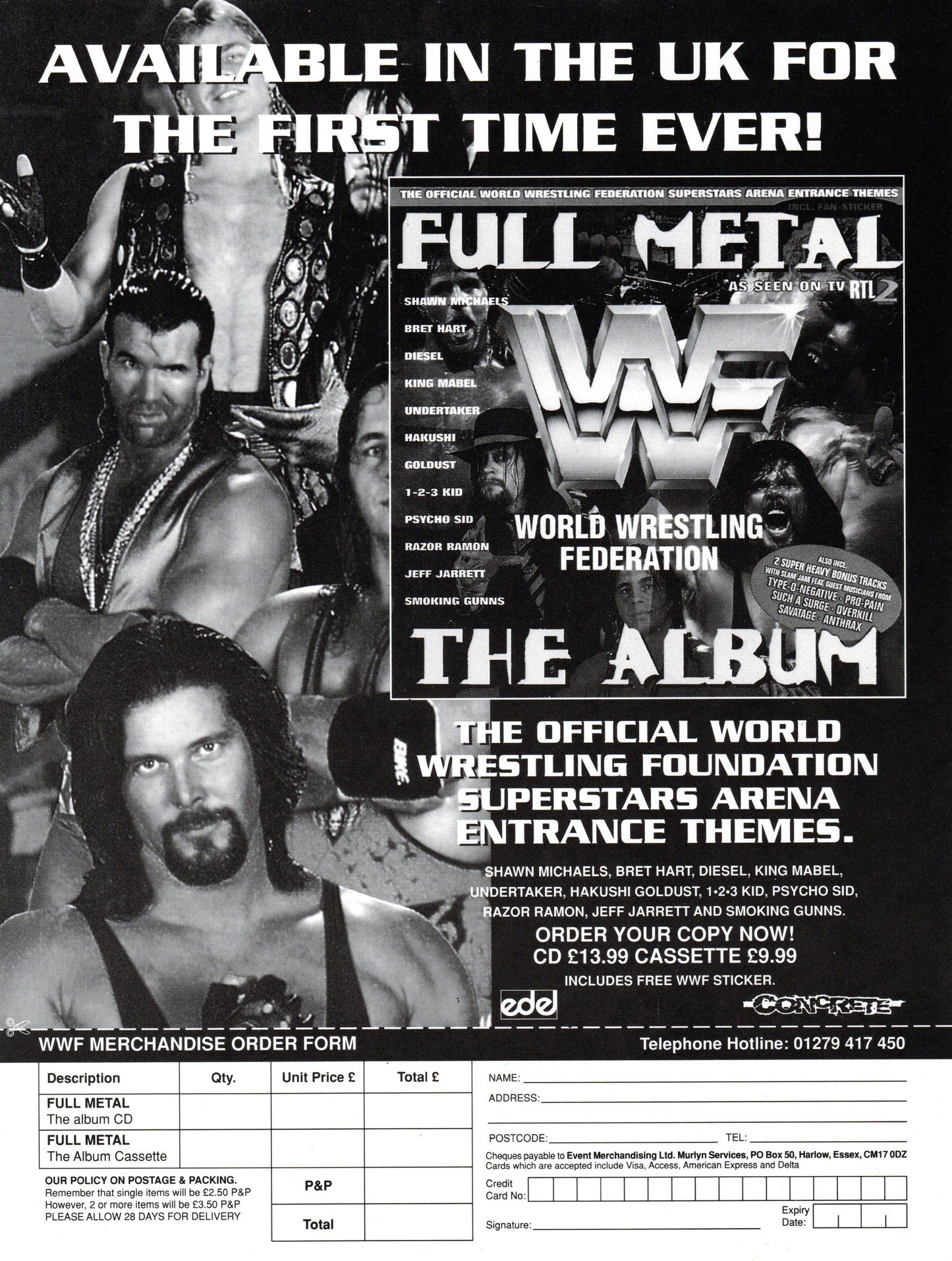 WWF Wrestling Full Metal The CD Album Promo Flyer Photo