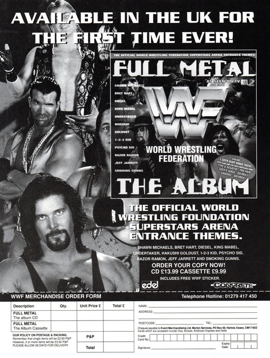 WWF Wrestling Full Metal The CD Album Promo Flyer Photo