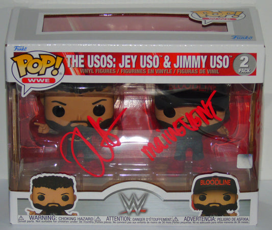 Jey Uso & Solo Sikoa Signed Funko WWE Wrestling Pop! Vinyl Figure Set