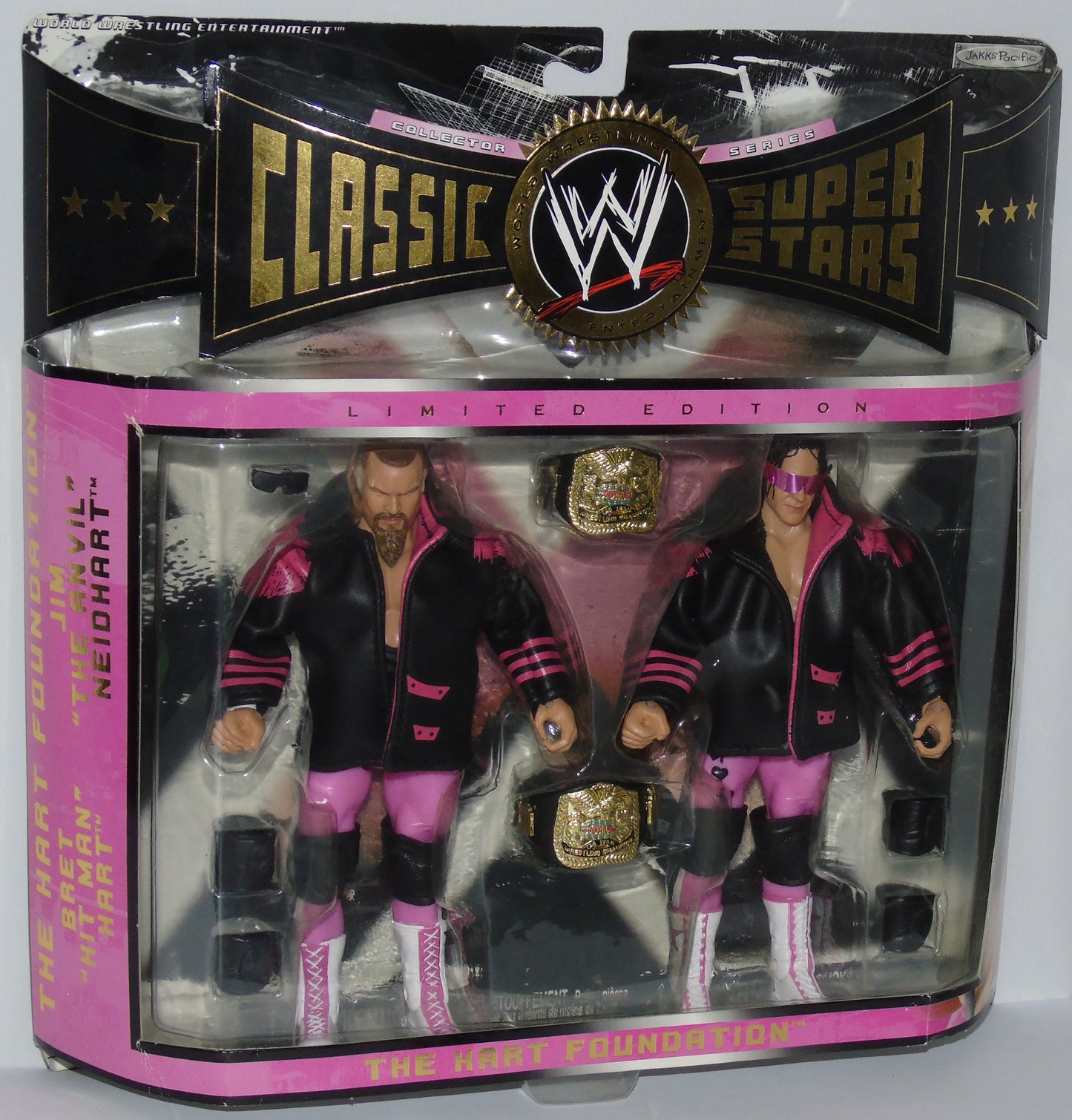 The Hart Foundation Jim Neidhart & Bret Hart WWE Jakks Wrestling Figure Set