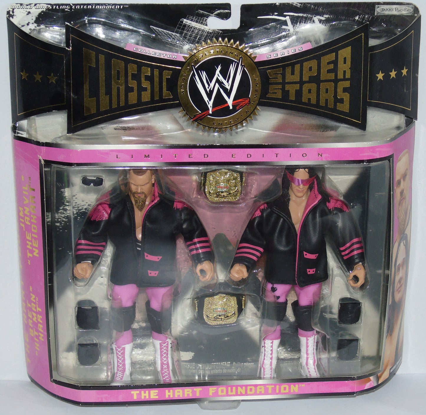 The Hart Foundation Jim Neidhart & Bret Hart WWE Jakks Wrestling Figure Set