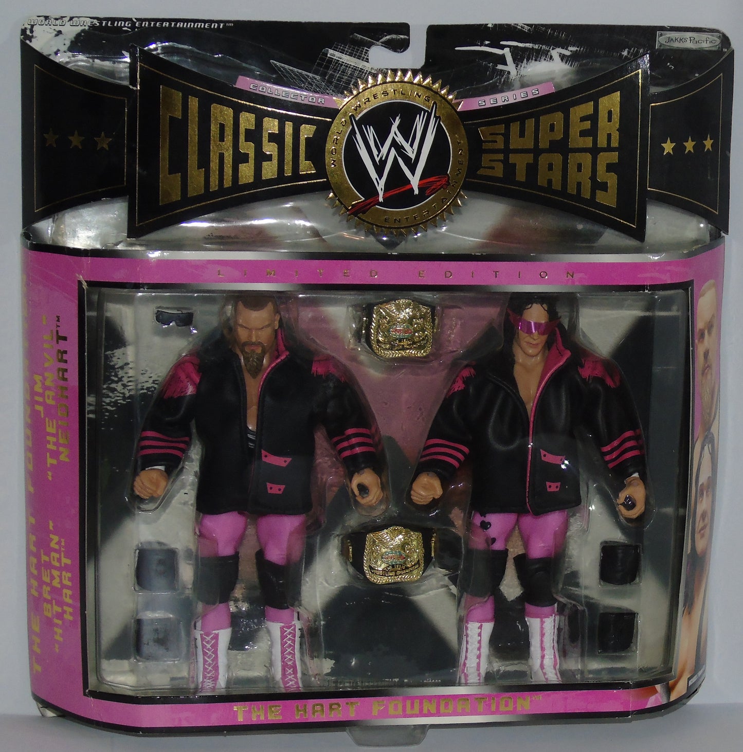 The Hart Foundation Jim Neidhart & Bret Hart WWE Jakks Wrestling Figure Set