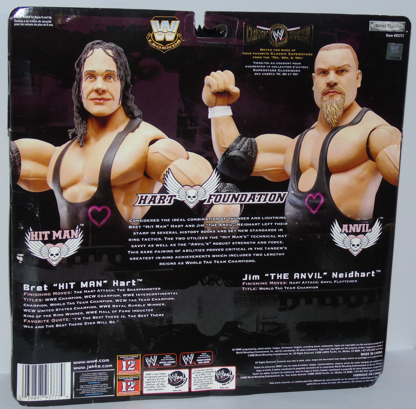 The Hart Foundation Jim Neidhart & Bret Hart WWE Jakks Wrestling Figure Set