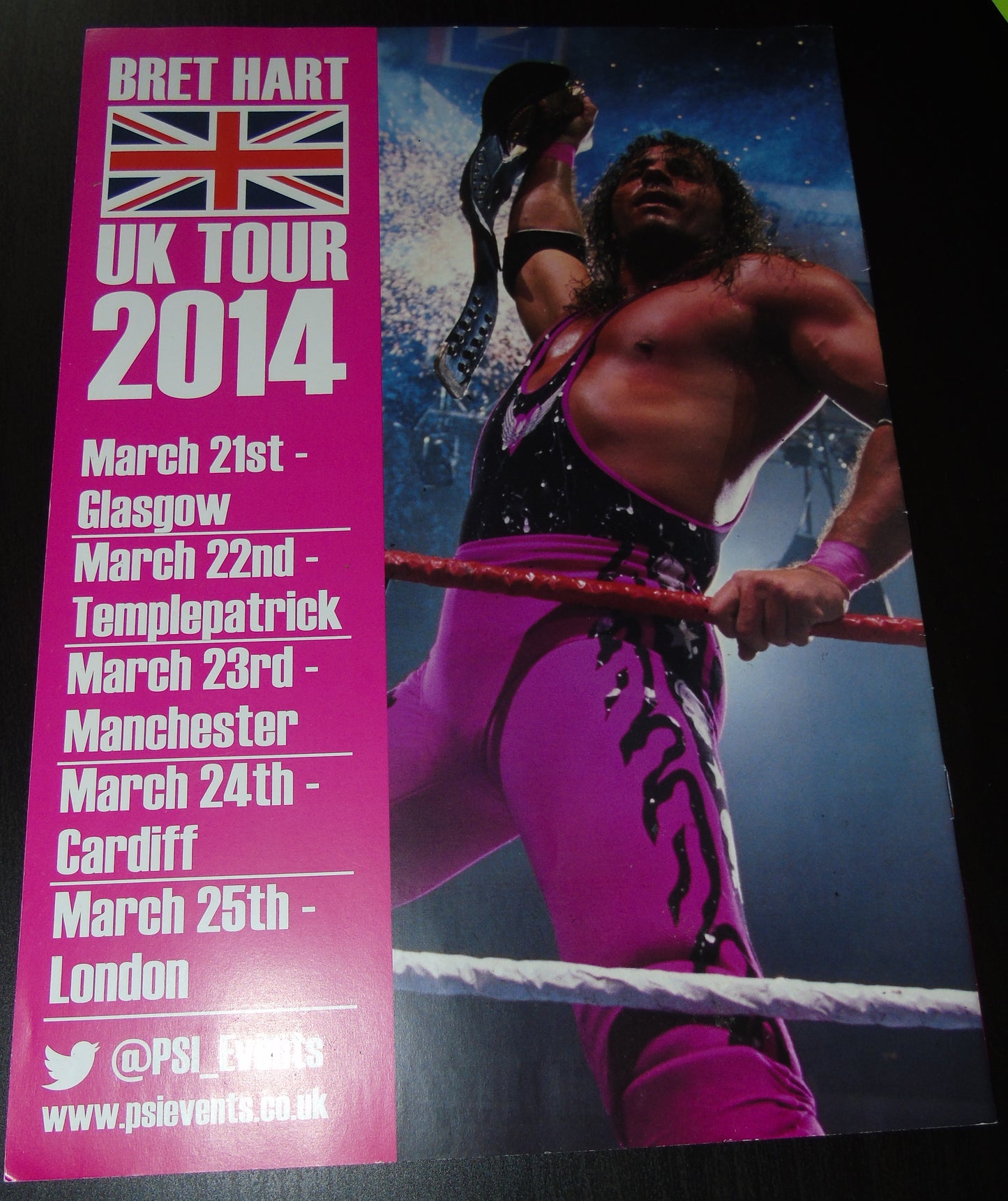 Bret Hitman Hart Signed UK Tour 2014 Programme