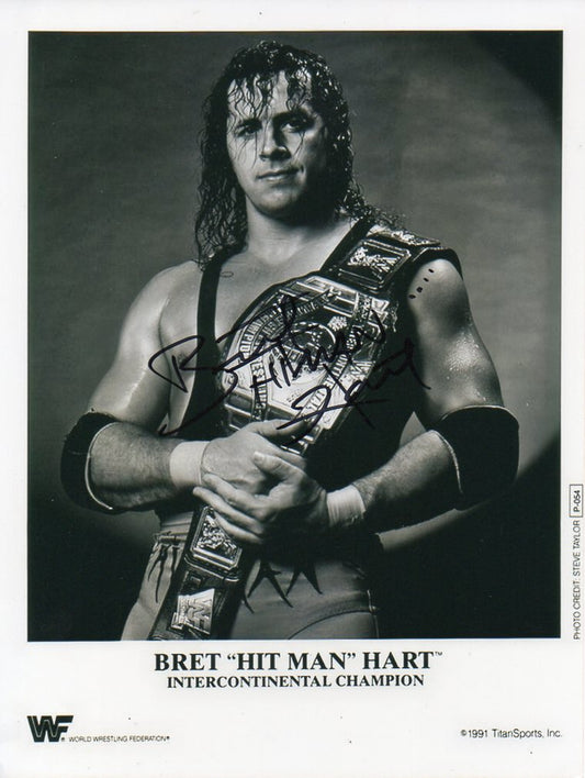 Bret Hitman Hart WWF Signed Promo Photo Print