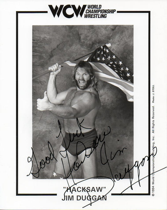 Hacksaw Jim Duggan WCW Signed Promo Photo